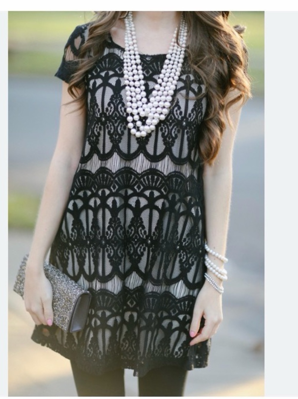 Black Lace Overlay Tunic with Nude Lining from Socialite/Nordstrom